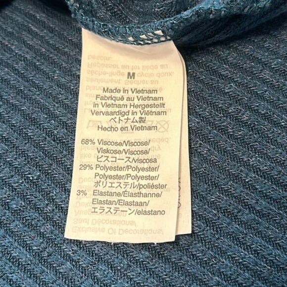 J Crew Point Sur Tunic Waffle Knit Shirt Thermal Womens Medium Teal Round Neck - Picture 7 of 10